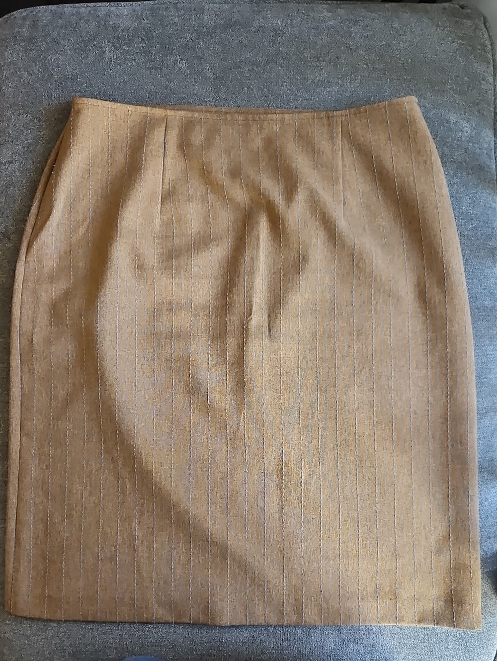 VTG B.G.B. Tan Brown Pinstripe Pencil Skirt Size 10 90s Academic Corporate Chic